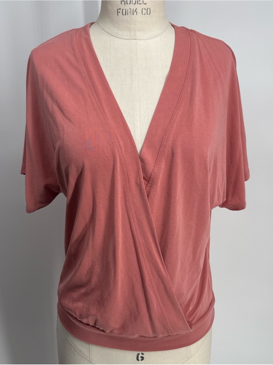 Anthropologie Tops - Deep V Surplice Short Sleeve Top in Dusty Rose
